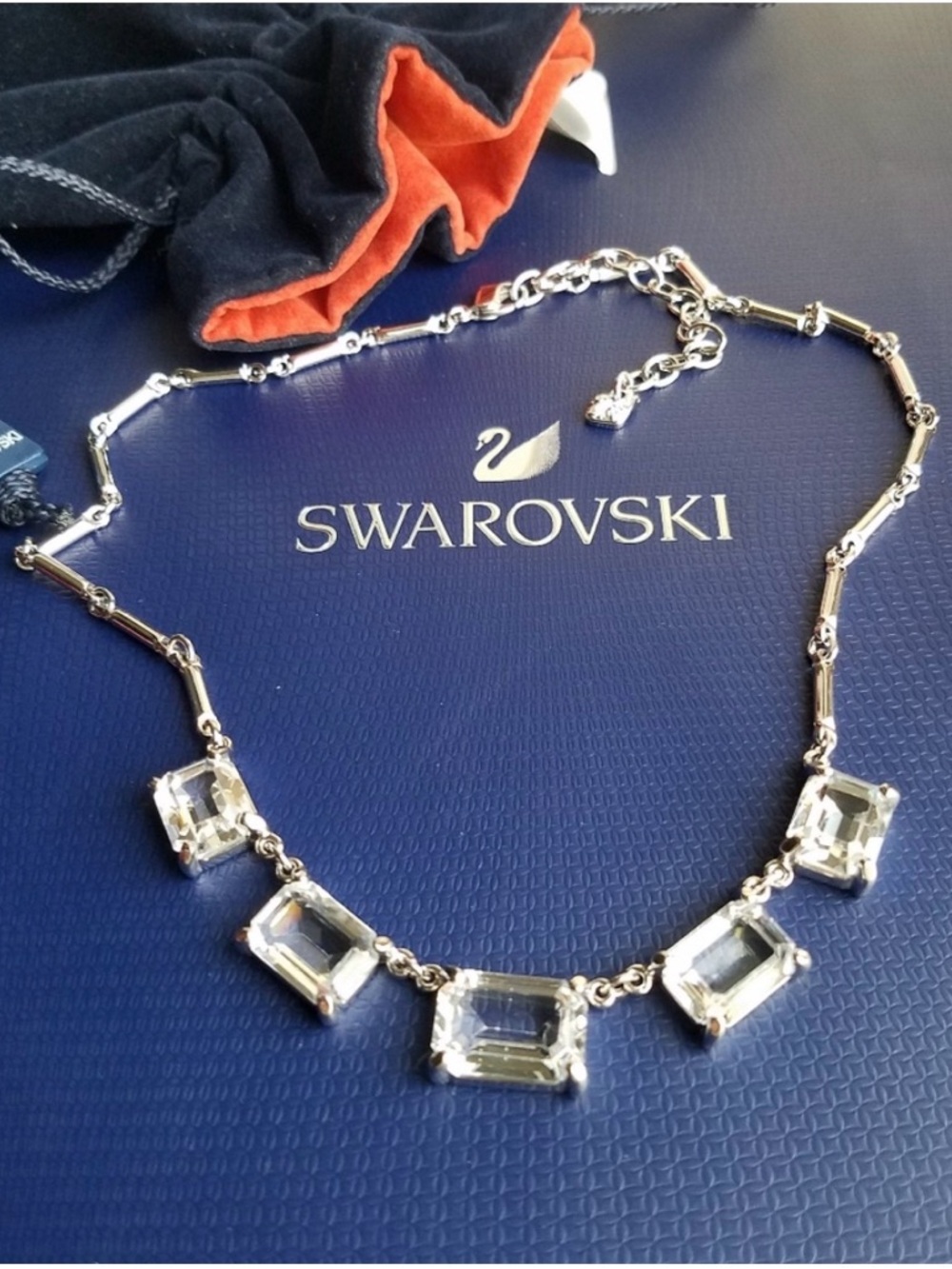 AUTHENTIC Swarovski Emerald-cut Crystal Necklace Vintage